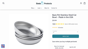 Basis Pet - Stainless Steel Cat Bowl