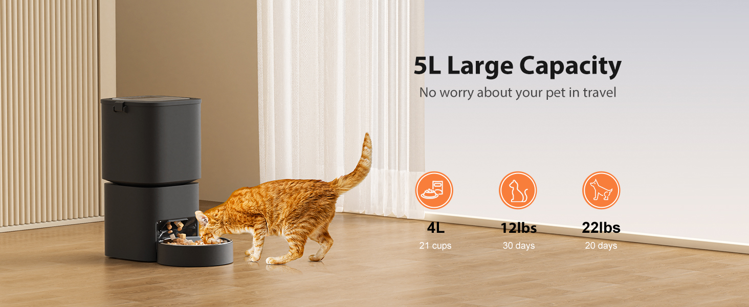 Black Pawbilt 5L Smart Pet Feeder Image