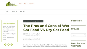 Homes Alive - Wet Cat Food Pros and Cons
