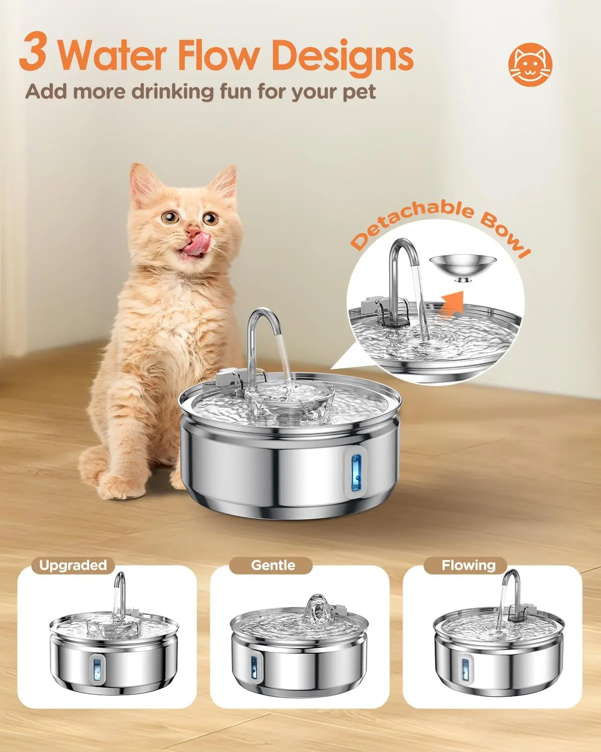 An application scenario or product detail of cat fountain stainless - Image 20