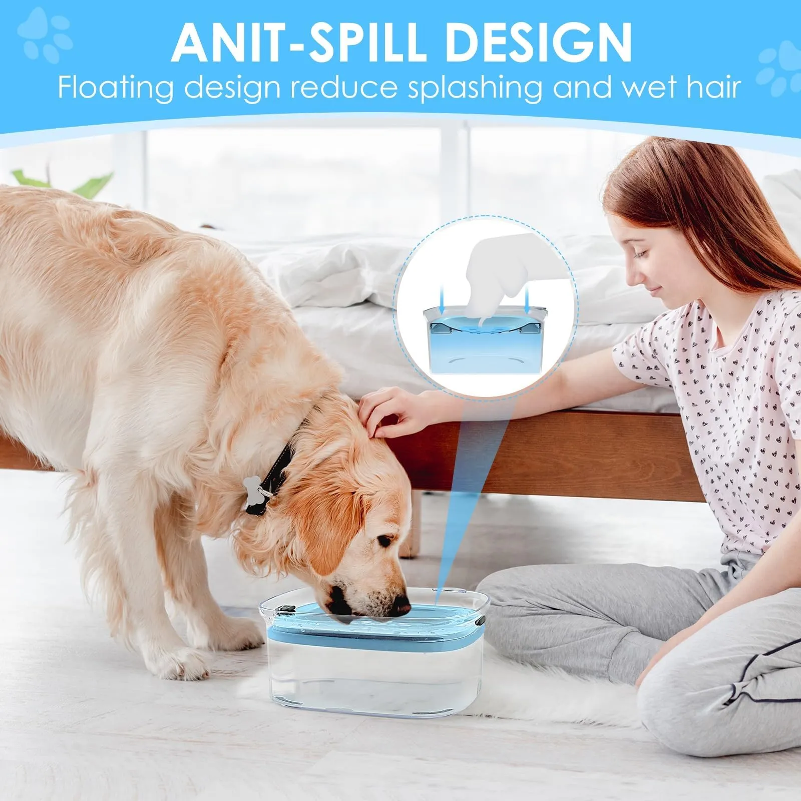 An application scenario or product detail of dog water dish for messy drinkers - Image 2