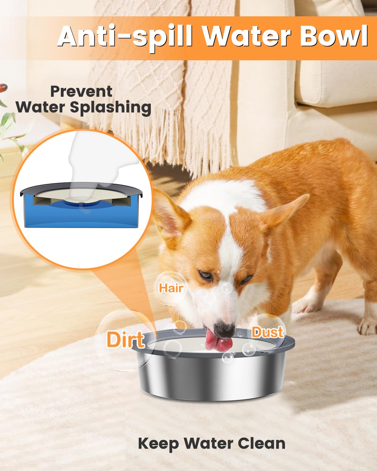 An application scenario or product detail of dog water dish for messy drinkers - Image 11