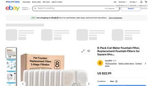 Cat Water Fountain Filter - 8-Pack Replacement Filters