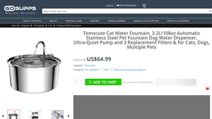 Tomxcute - 3.2L Stainless Steel Cat Water Fountain