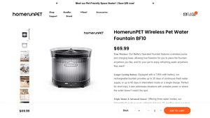 HomerunPET - Wireless Pet Water Fountain BF10