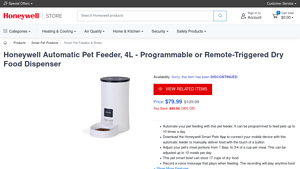 Honeywell - 4L Automatic Pet Feeder