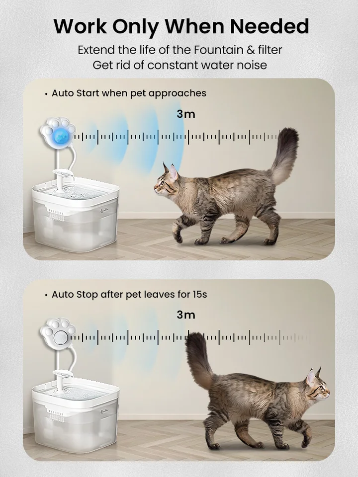 An application scenario or product detail of motion sensor cat water fountain - Image 11