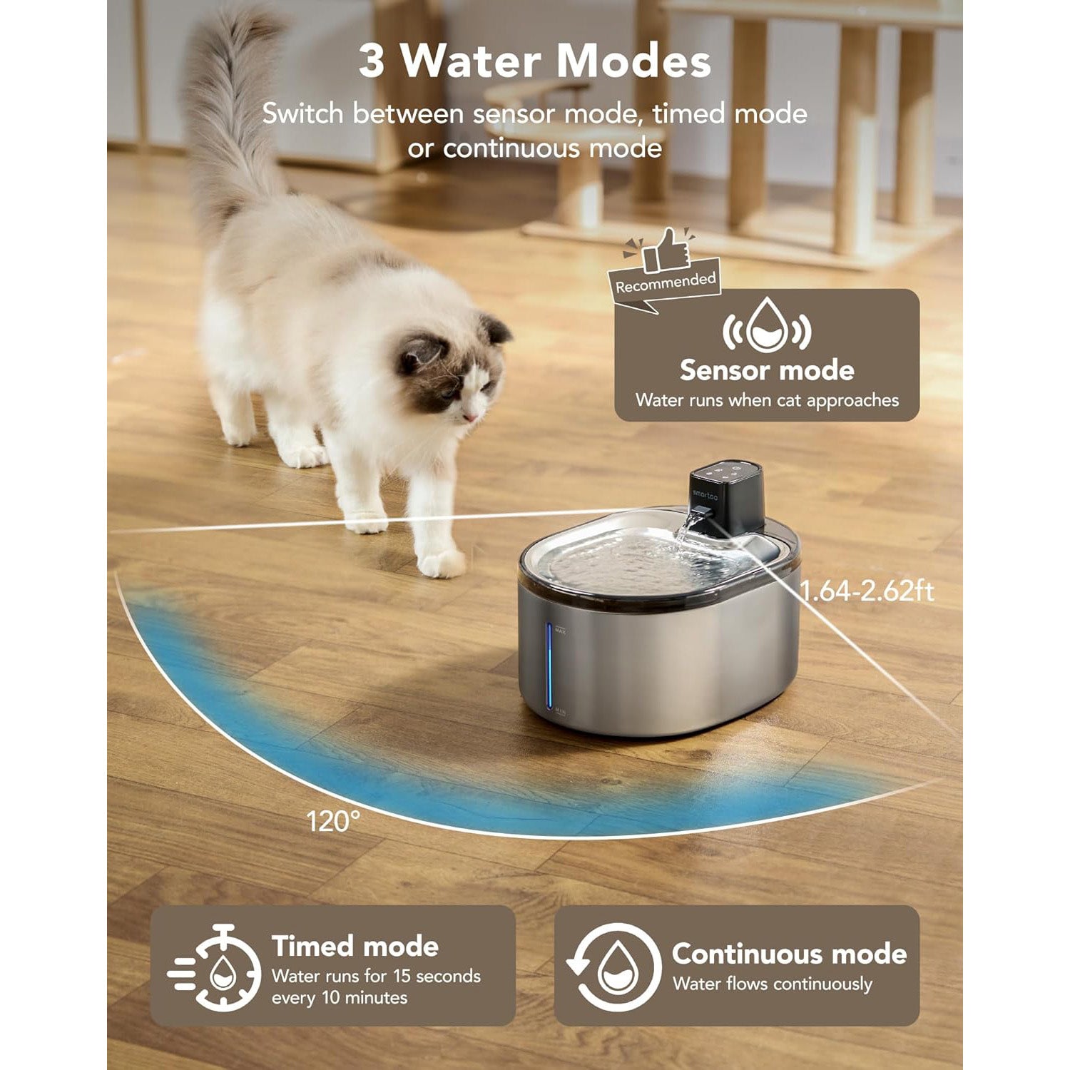 An application scenario or product detail of motion sensor cat water fountain - Image 18