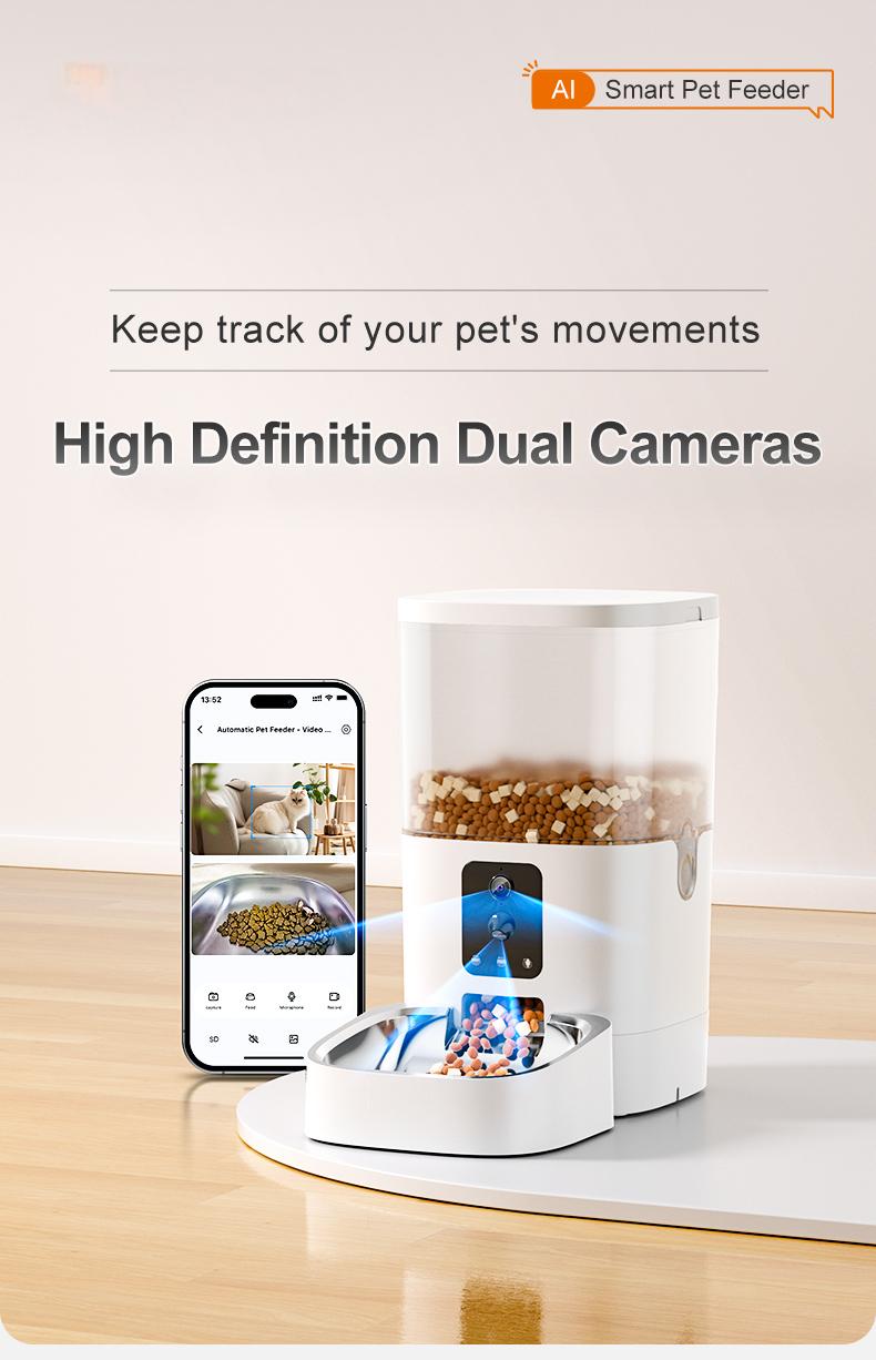 Pawbilt AI Dual-Camera Smart Pet Feeder with Motion Detection 