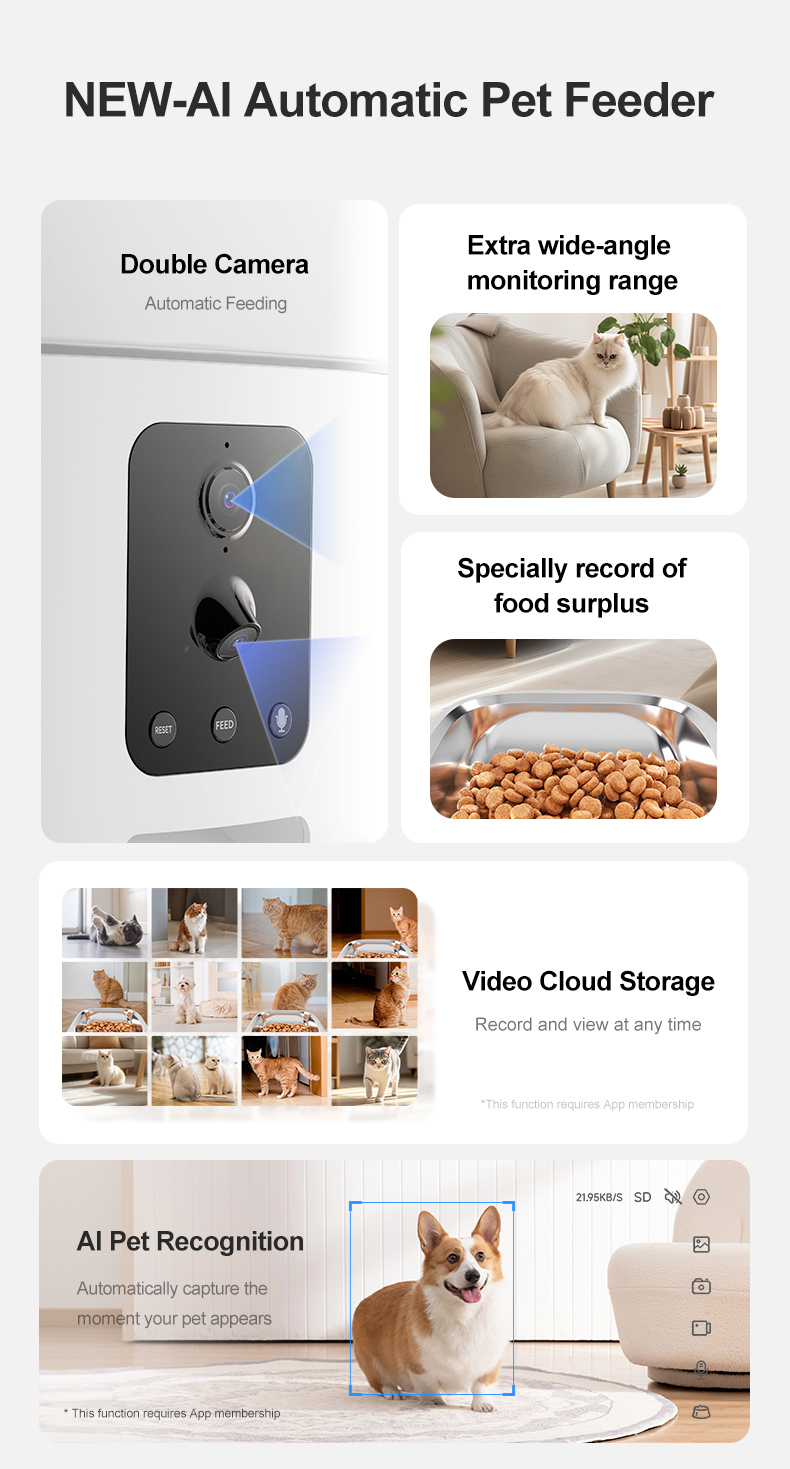 Pawbilt AI Dual-Camera Smart Pet Feeder with Motion Detection 