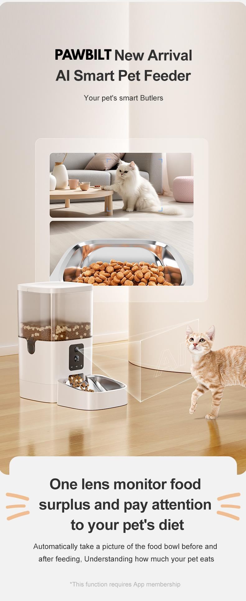 Pawbilt AI Dual-Camera Smart Pet Feeder with Motion Detection 