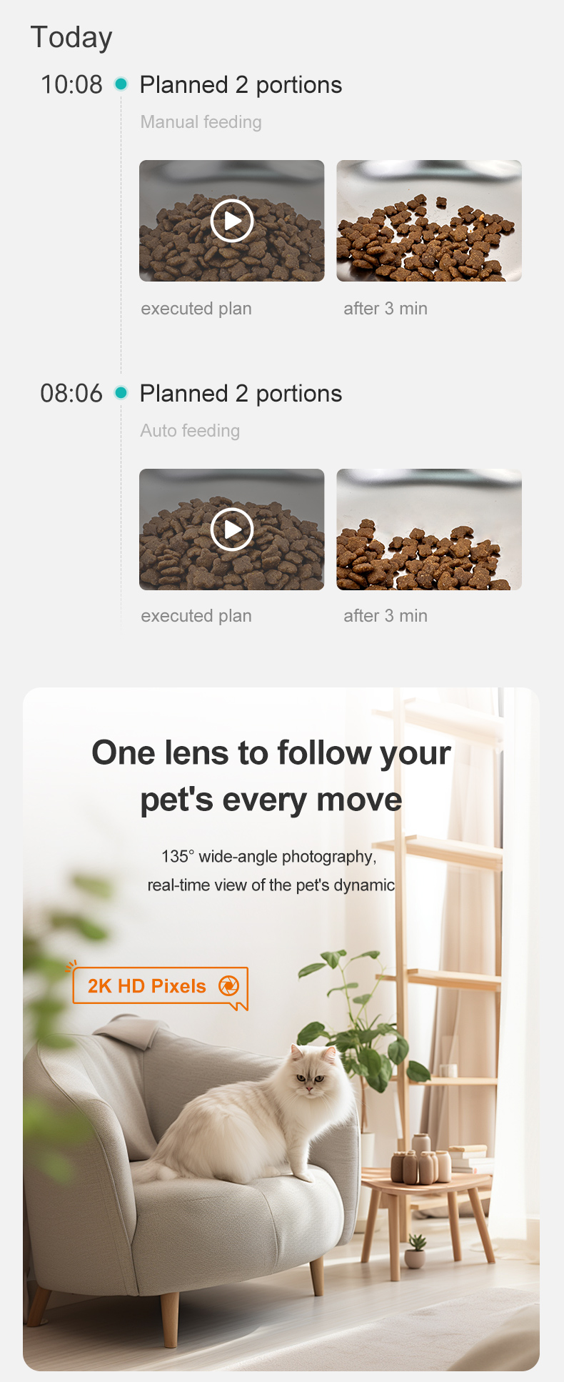 Pawbilt AI Dual-Camera Smart Pet Feeder with Motion Detection 