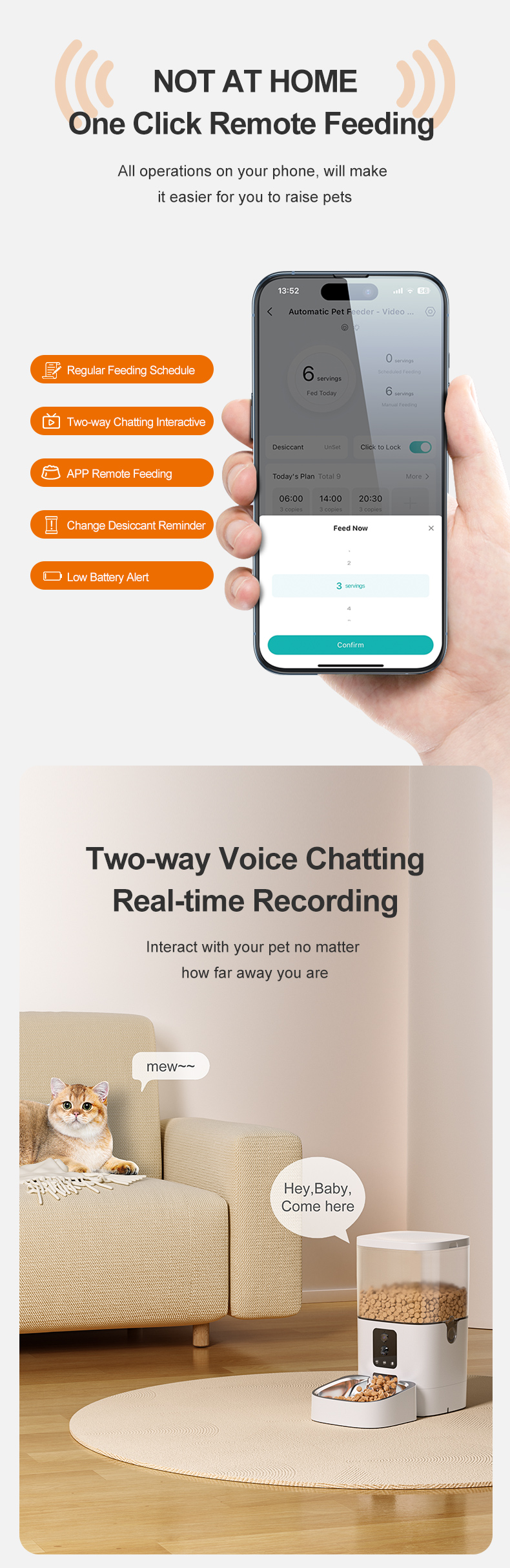 Pawbilt AI Dual-Camera Smart Pet Feeder with Motion Detection 