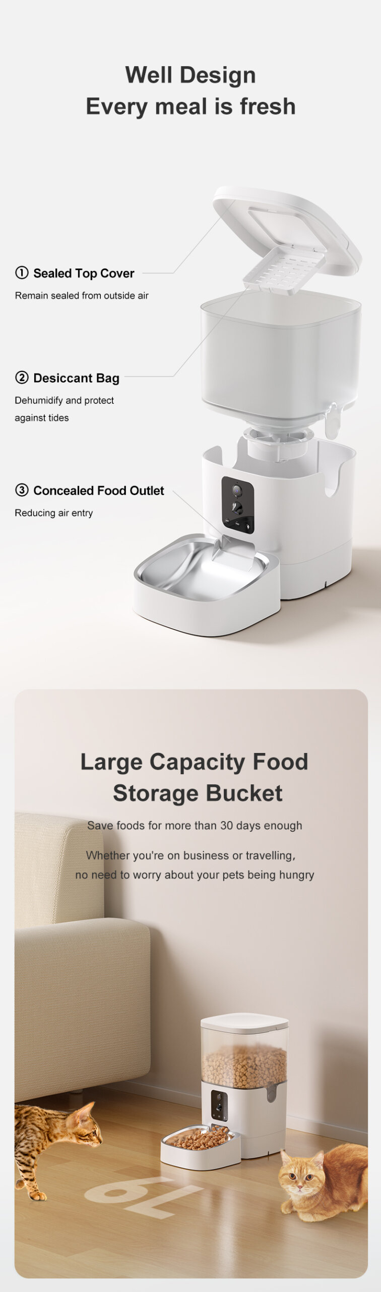 Pawbilt AI Dual-Camera Smart Pet Feeder with Motion Detection 