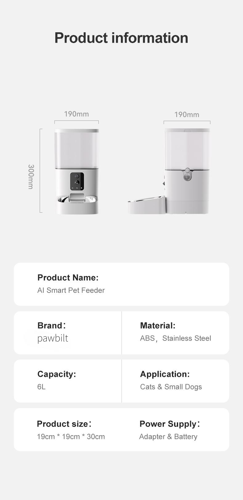 Pawbilt AI Dual-Camera Smart Pet Feeder with Motion Detection 