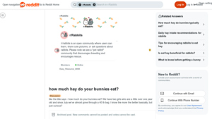 Reddit - Rabbit Hay Consumption Insights