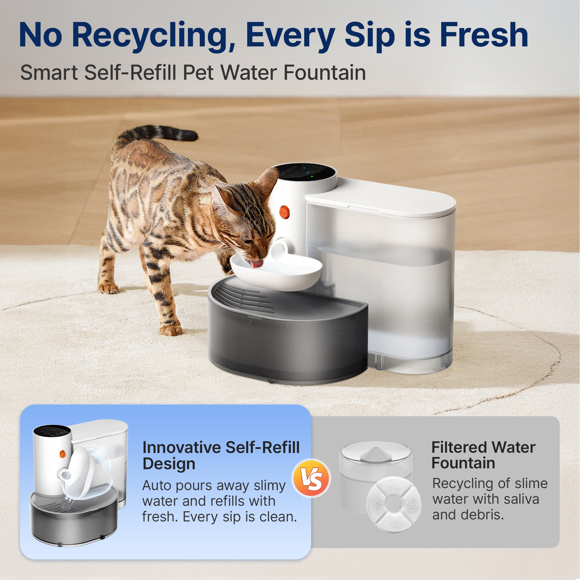 An application scenario or product detail of self cleaning water bowl for cats - Image 5
