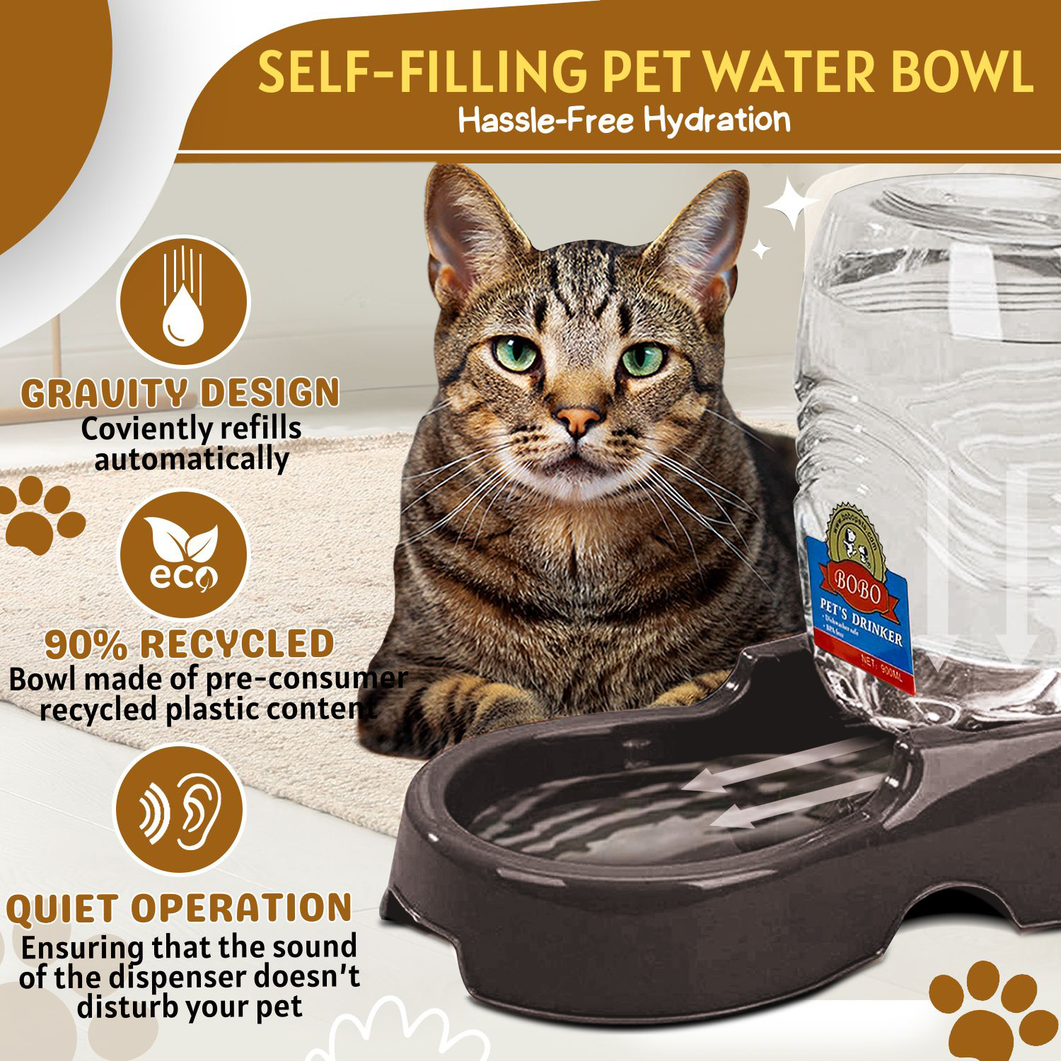 An application scenario or product detail of self cleaning water bowl for cats - Image 20