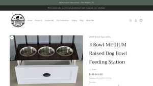 The Web Branch - 3 Bowl Medium Raised Dog Bowl Feeding Station