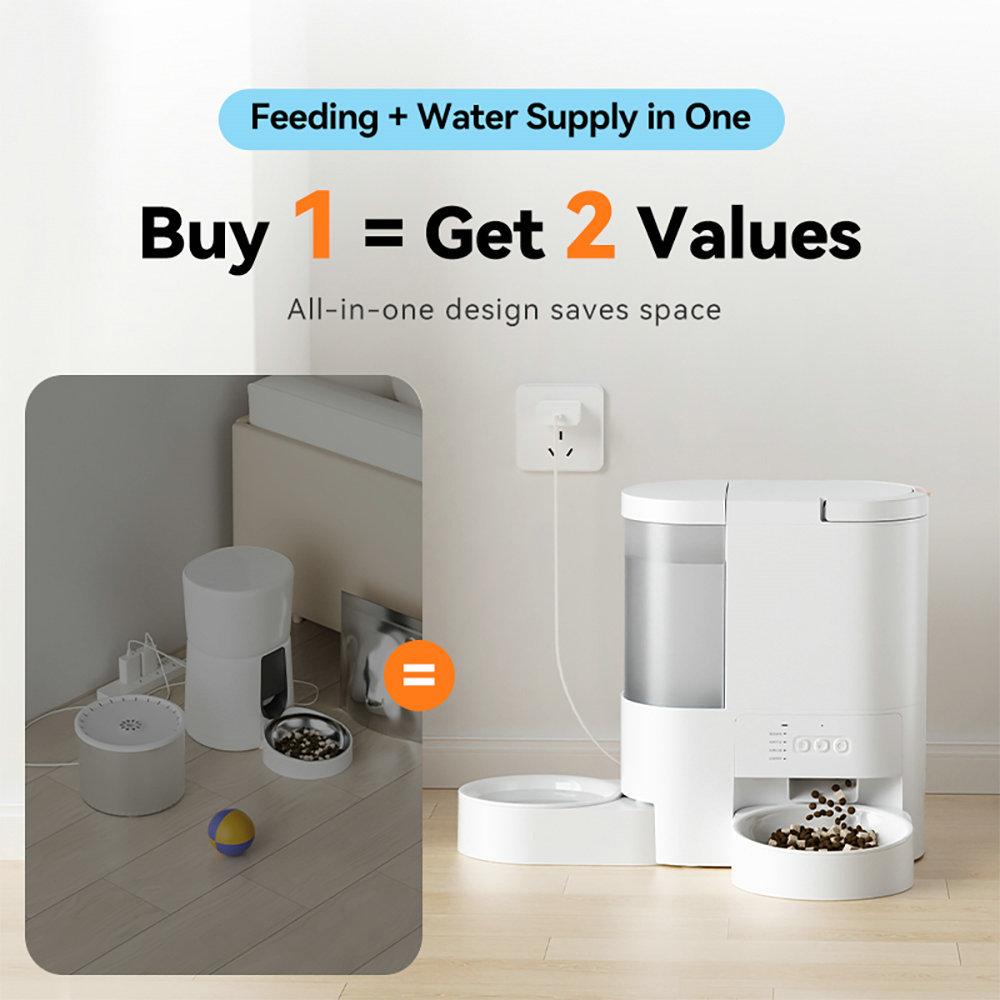 Smart 2-in-1 Pet Feeder and Water Fountain Combo