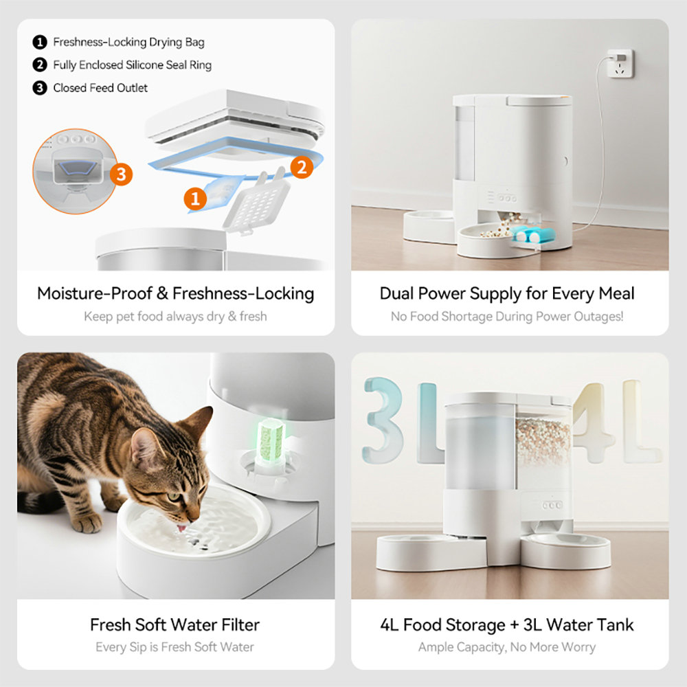 Smart 2-in-1 Pet Feeder and Water Fountain Combo