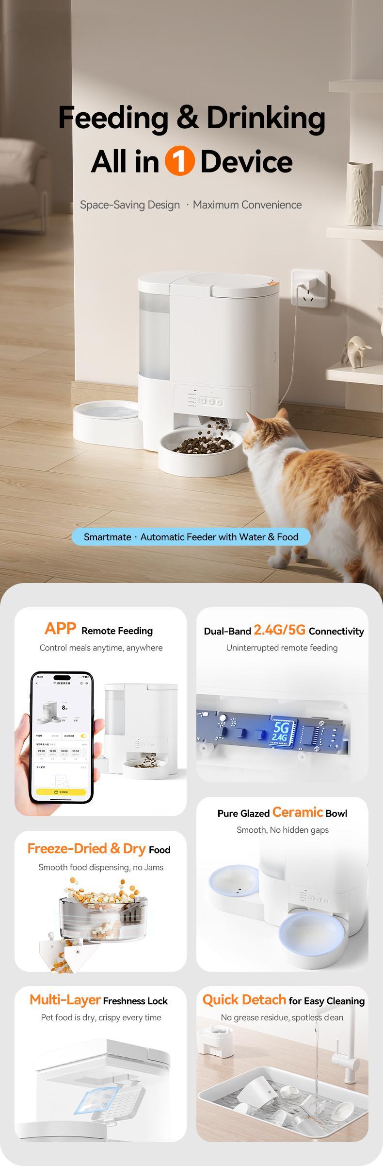 Smart 2-in-1 Pet Combo Feeder and Fountain