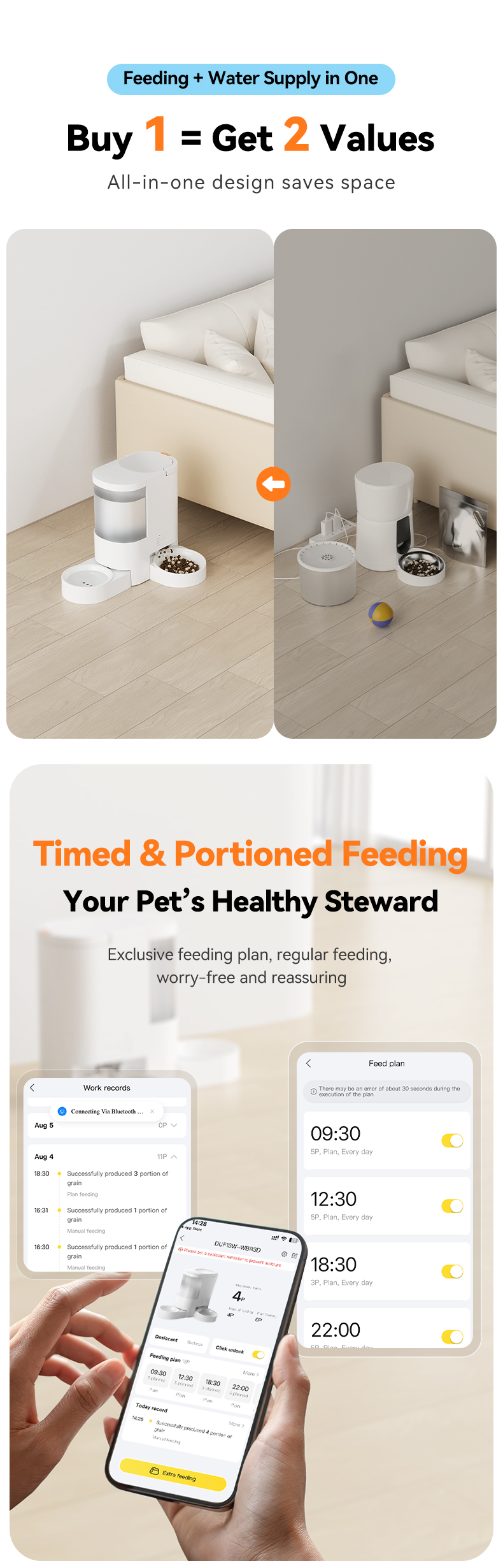 Smart 2-in-1 Pet Combo Feeder and Fountain