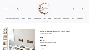 The Love Made Home - 3 Bowl Elevated Pet Feeder