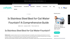 Uahpet - Stainless Steel Cat Water Fountains
