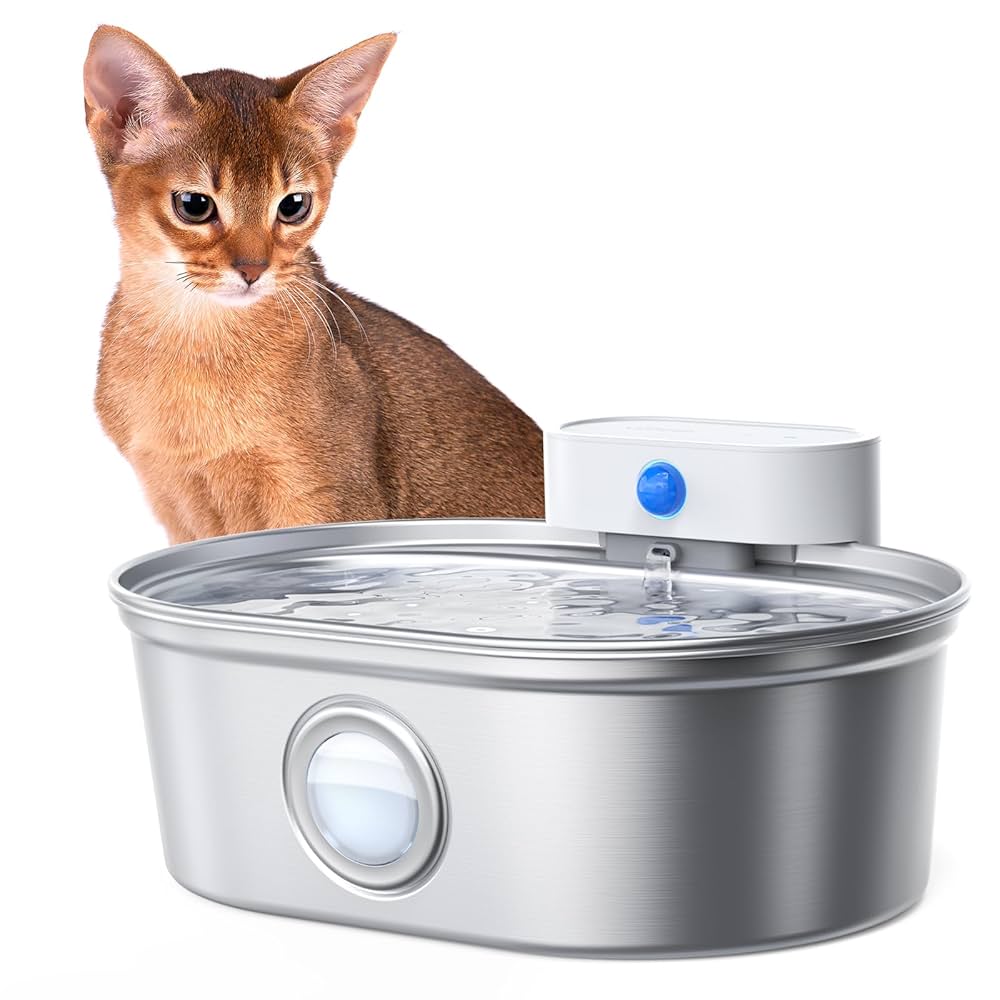 An application scenario or product detail of wireless cat water fountain stainless steel - Image 3