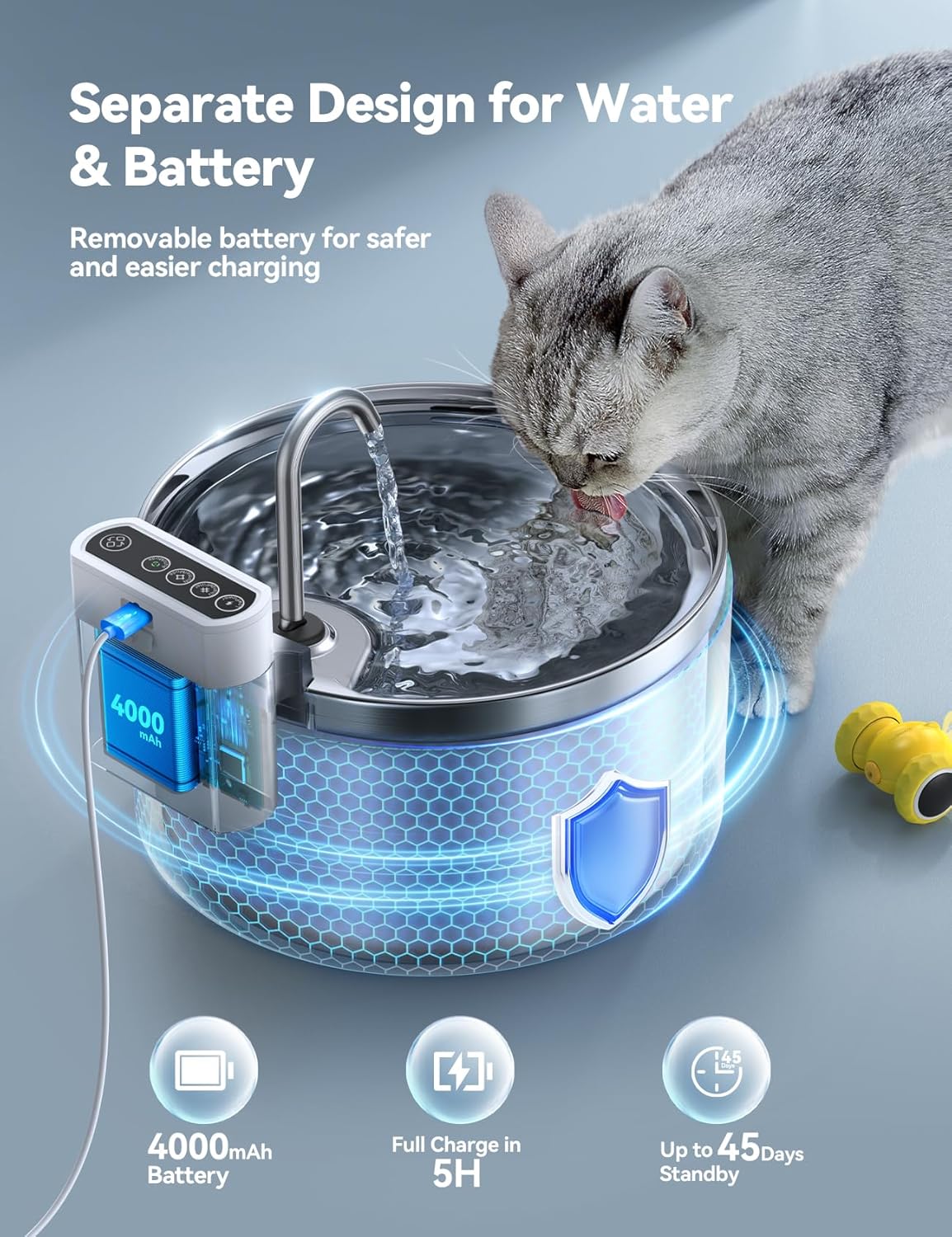 An application scenario or product detail of wireless cat water fountain stainless steel - Image 19